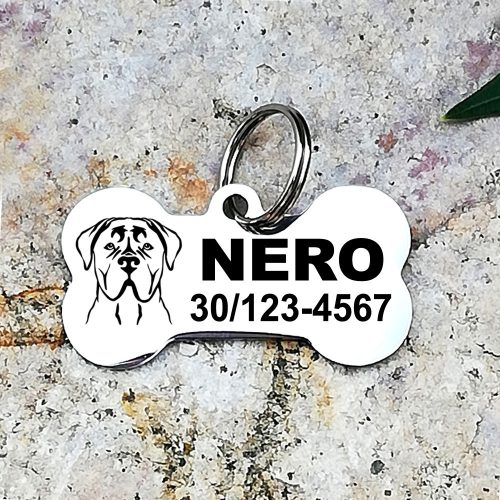 Cane Corso nemesacél kutyabiléta 40x22mm